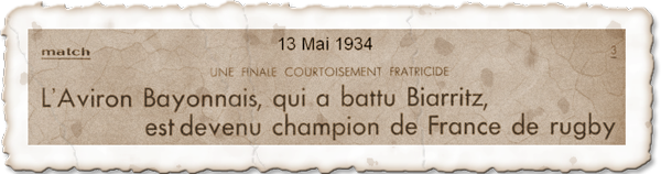 Aviron Bayonnais - Champion de France 1ère Division 1934
